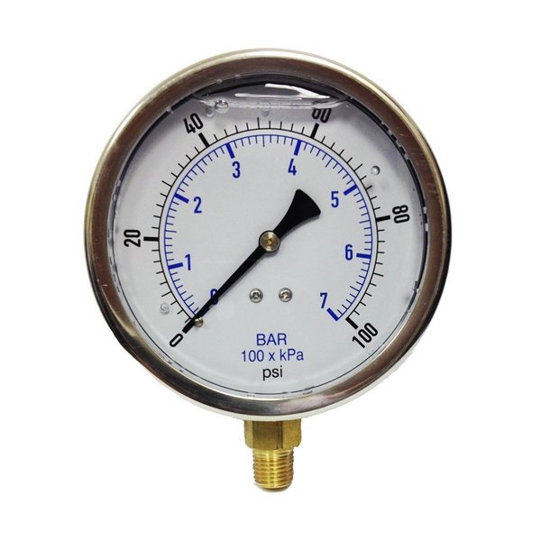 Kodiak Controls 4 DIAL, LOWER MOUNT, 14 NPT, SS CASE, BRASS INTERNALS, LIQUID FILLED, 0600 PSIBAR KC201L40600